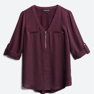 Rebekah Zipper Detail Mixed Material Blouse